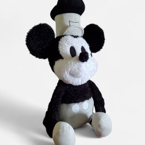 Rare Disney Black and White Mickey Mouse Plush